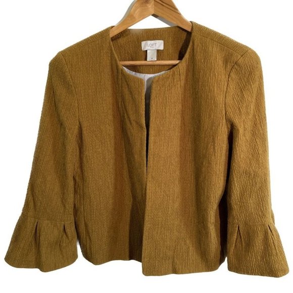 LOFT Mustard 3/4 Flare Sleeve Blazer Jacket Size Medium - Picture 4 of 9